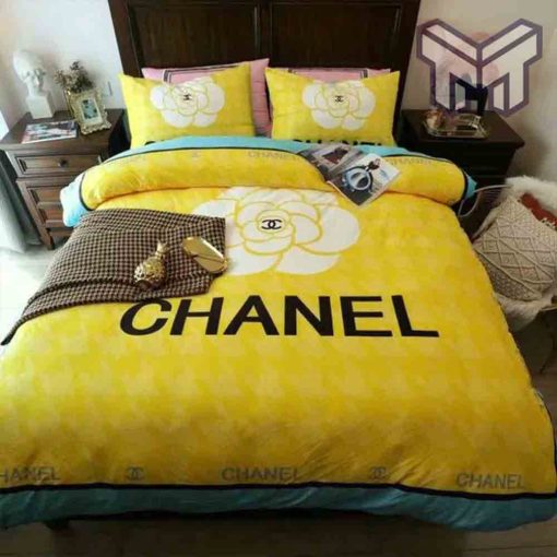 chanel-bedding-sets-chanel-yellow-roses-bedding-3d-printed-bedding-sets-quilt-sets-duvet-cover-luxury-brand-bedding-decor-bedroom-sets