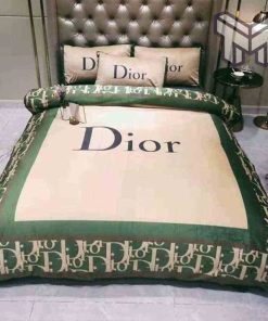 dior-bedding-sets-dior-green-logo-luxury-brand-bedding-set-home-decor