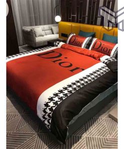 dior-bedding-sets-dior-red-logo-luxury-brand-bedding-set-home-decor