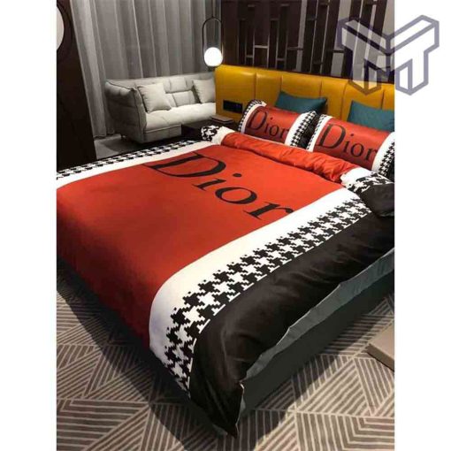 dior-bedding-sets-dior-red-logo-luxury-brand-bedding-set-home-decor