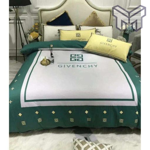 givenchy-bedding-set-givenchy-green-white-luxury-brand-high-end-premium-bedding-set-home-decor