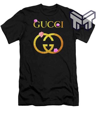 gucci-shirt-gucci-golden-logo-pinky-flowers-black-luxury-brand-t-shirt-gift-for-men-women-special-gift