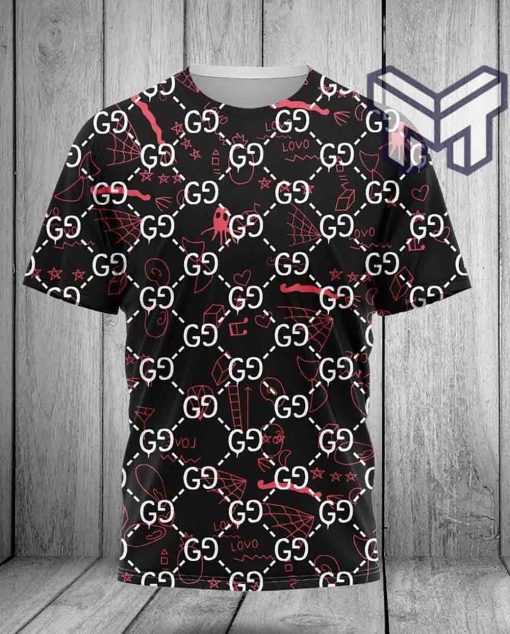 gucci-shirt-gucci-red-pattern-black-luxury-brand-t-shirt-outfit-for-men-women