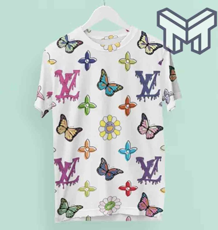 NEW FASHION] Louis Vuitton Butterfly Purple Luxury Brand Premium T-Shirt  Outfit For Men Women