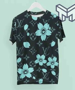 louis-vuitton-shirt-louis-vuitton-flowers-turquoise-luxury-brand-t-shirt-for-men-women