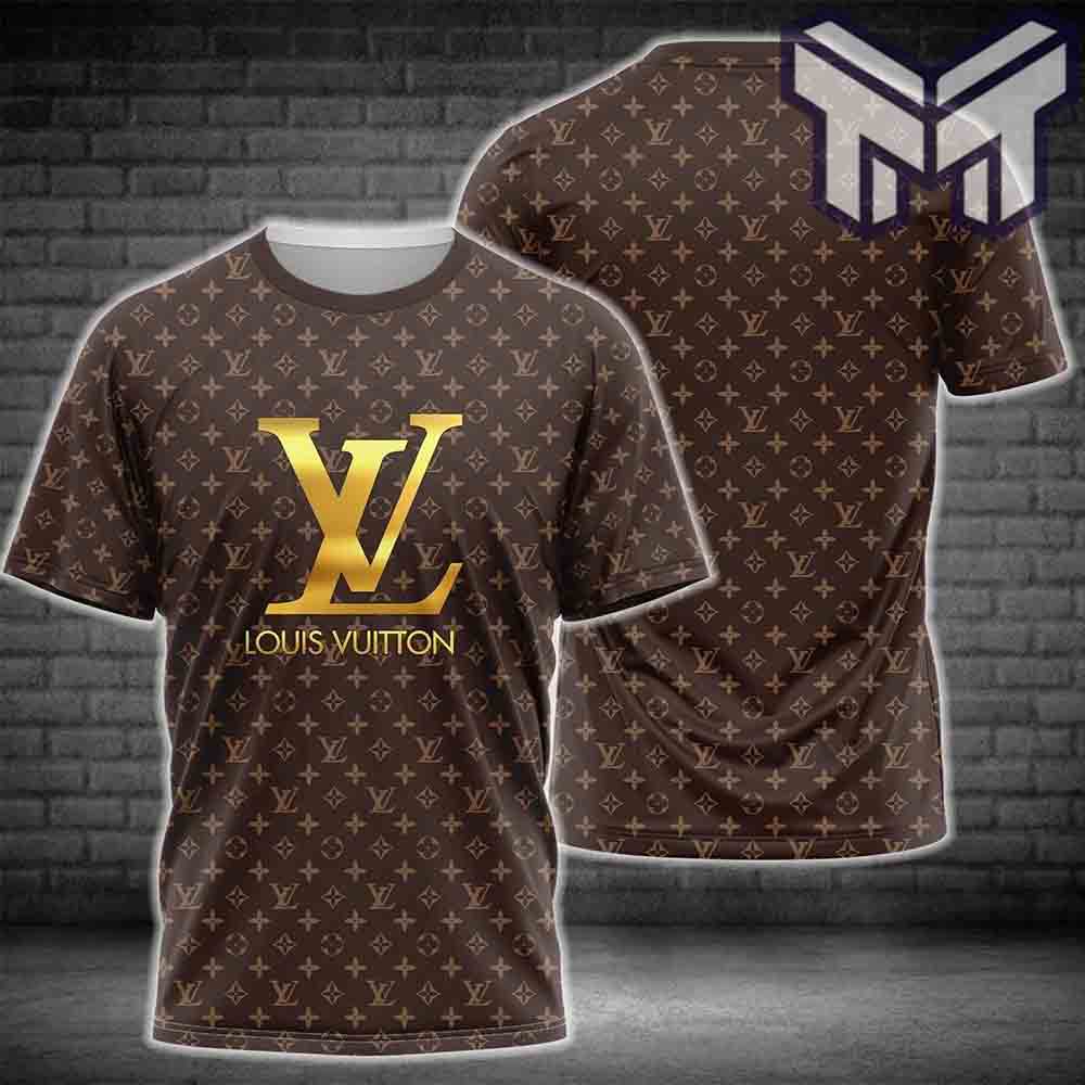 NEW FASHION] Louis Vuitton Golden Logo Cream Luxury Brand Premium T-Shirt  Outfit For Men Women