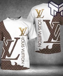 louis-vuitton-shirt-louis-vuitton-golden-logo-brown-white-premium-outfit-luxury-brand-t-shirt-for-men-women