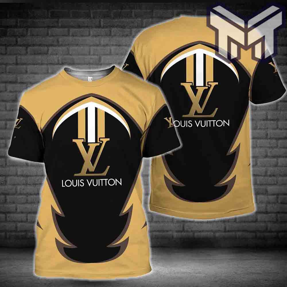 NEW FASHION] Louis Vuitton Brown Yellow Black Luxury Brand T-Shirt Outfit  For Men Women
