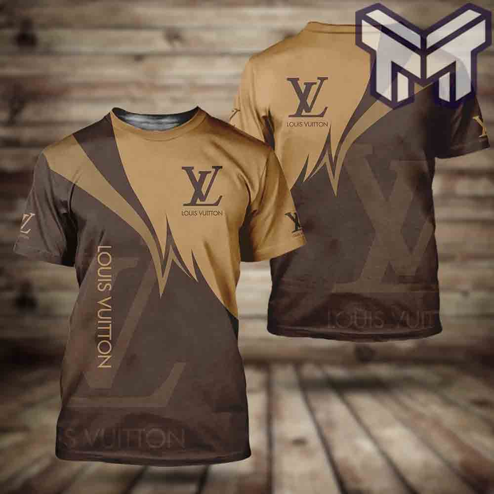 Louis Vuitton Golden Logo Brown Luxury Brand T-Shirt Outfit For