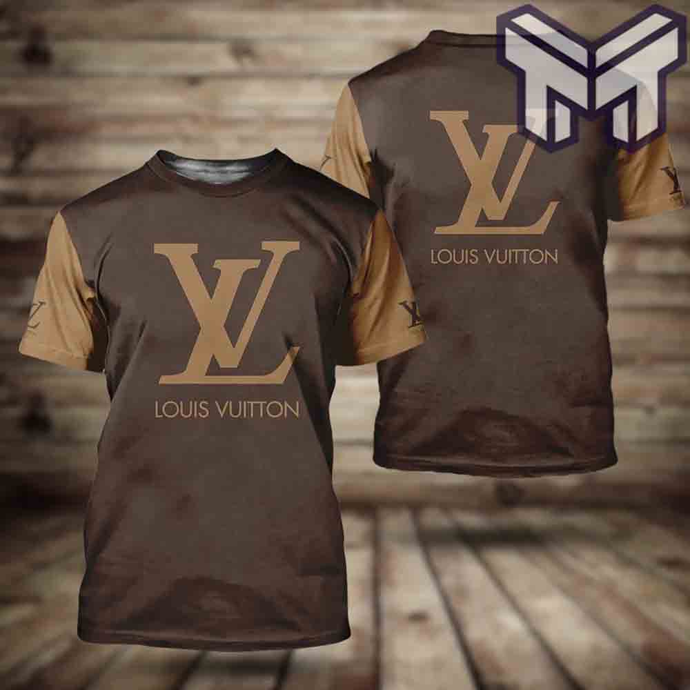 Louis Vuitton Shirt, Louis Vuitton Yellow Logo Brown Luxury Brand