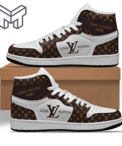 Air jd1, Louis vuitton white brown high air jordan sneakers trending 2023 shoes trending gifts for men women