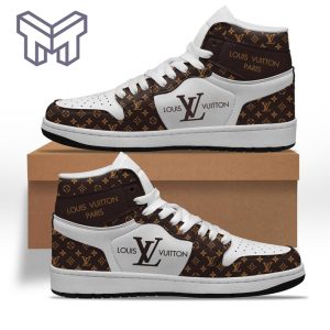 Air jd1, Louis vuitton white brown high air jordan sneakers trending 2023 shoes trending gifts for men women