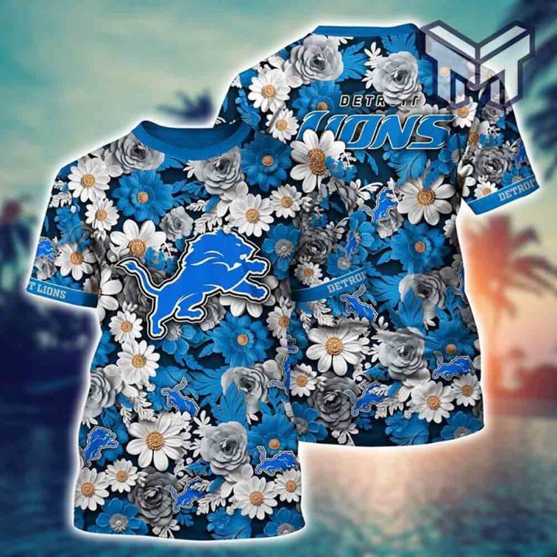 Mens Detroit Lions T-Shirt Palm Trees Graphic 3D All Over Printed Shirts -  Muranotex Store