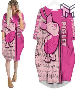 disney-pink-piglet-cute-batwing-pocket-dress-outfits-women-batwing-pocket-dress