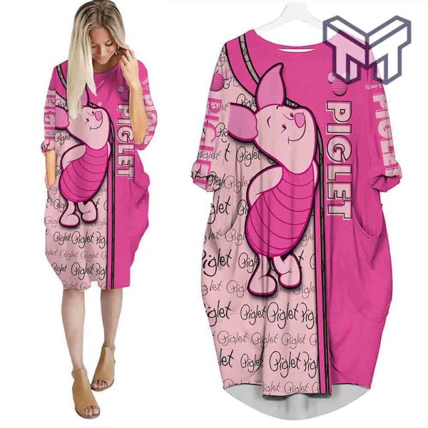 disney-pink-piglet-cute-batwing-pocket-dress-outfits-women-batwing-pocket-dress