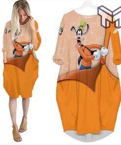 goofy-dog-orange-cute-batwing-pocket-dress-outfits-women-batwing-pocket-dress