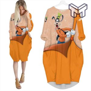goofy-dog-orange-cute-batwing-pocket-dress-outfits-women-batwing-pocket-dress