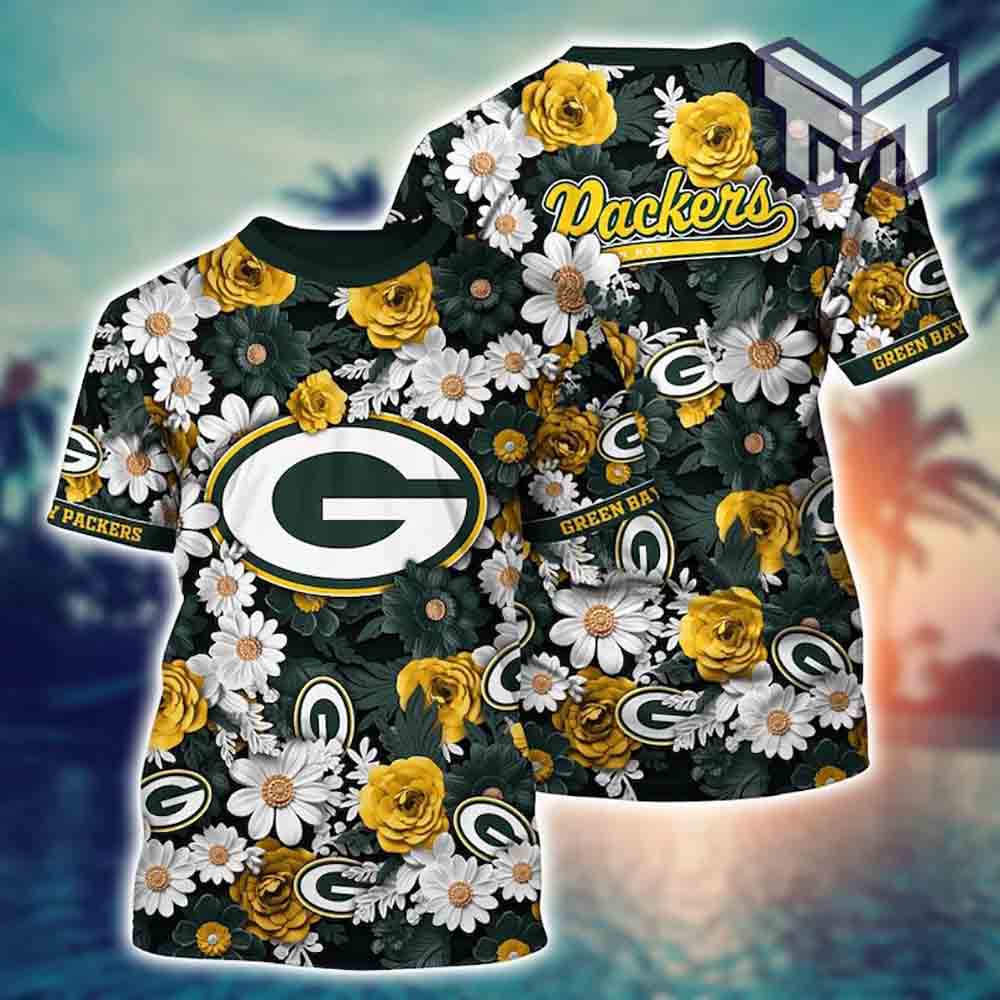 Green Bay Packers Logo All Over Print 3D Short Sleeve Dress Shirt