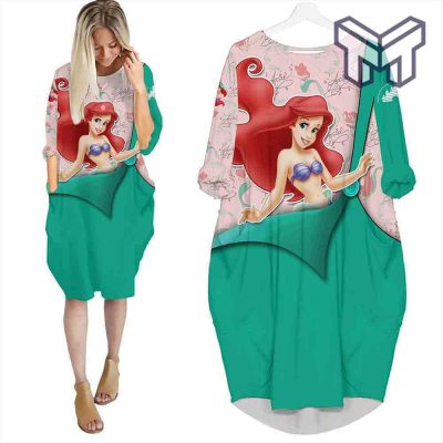 little-mermaid-ariel-green-cute-batwing-pocket-dress-outfits-women-batwing-pocket-dress