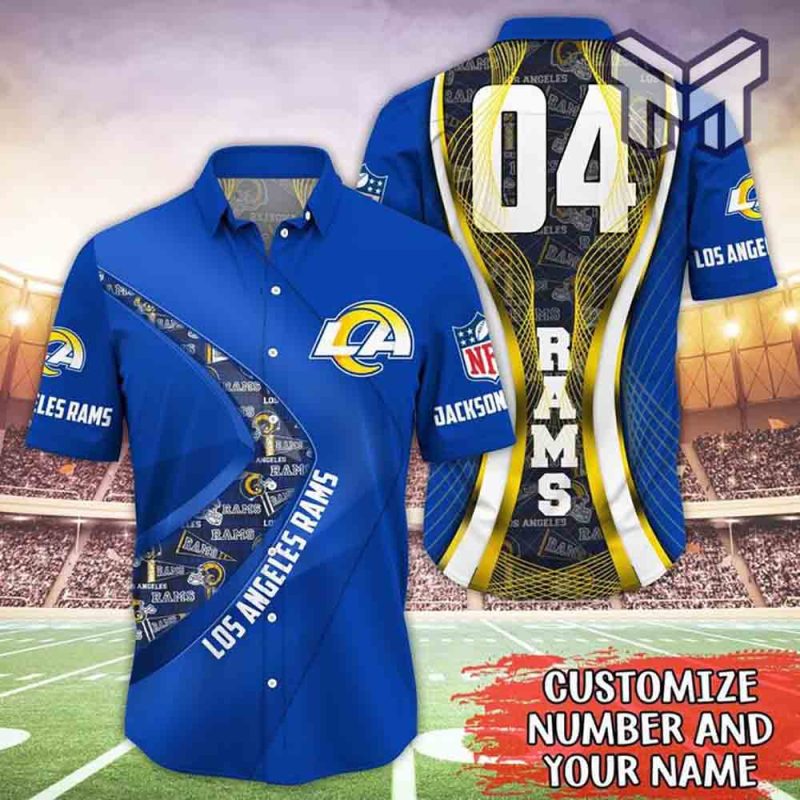 Los Angeles Rams Hawaiian Shirt NFL Football Custom Name Aloha Hawaiian  Shirt - T-shirts Low Price