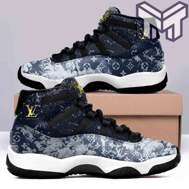 Louis Vuitton Air Jordan 11 Sneakers Shoes Black Monogram Hot 2022 LV Gifts  Unisex