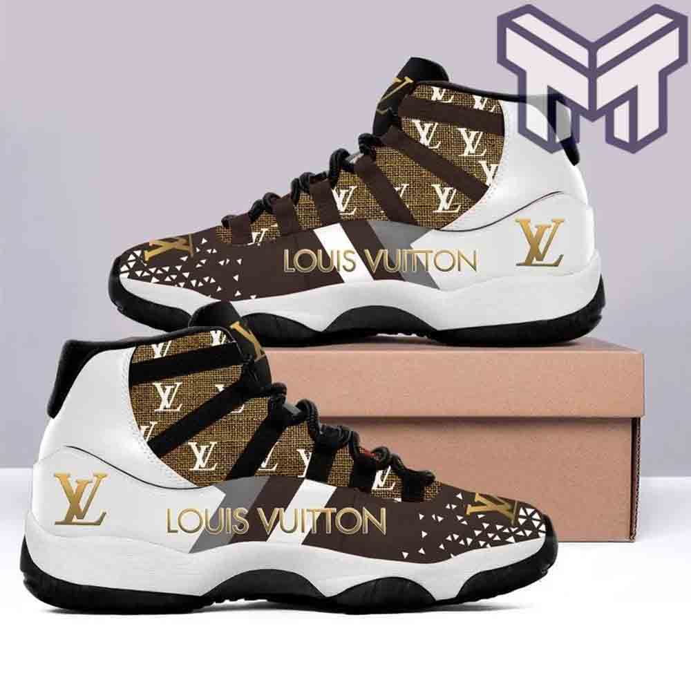 Louis Vuitton Grey Monogram Air Jordan 11 Sneakers Shoes Hot Lv