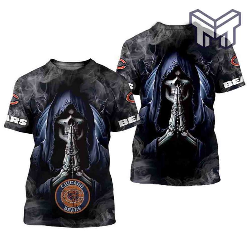 Mens Chicago Bears T-Shirts Background Skull Smoke, 3D All Over Printed  Shirts - Muranotex Store