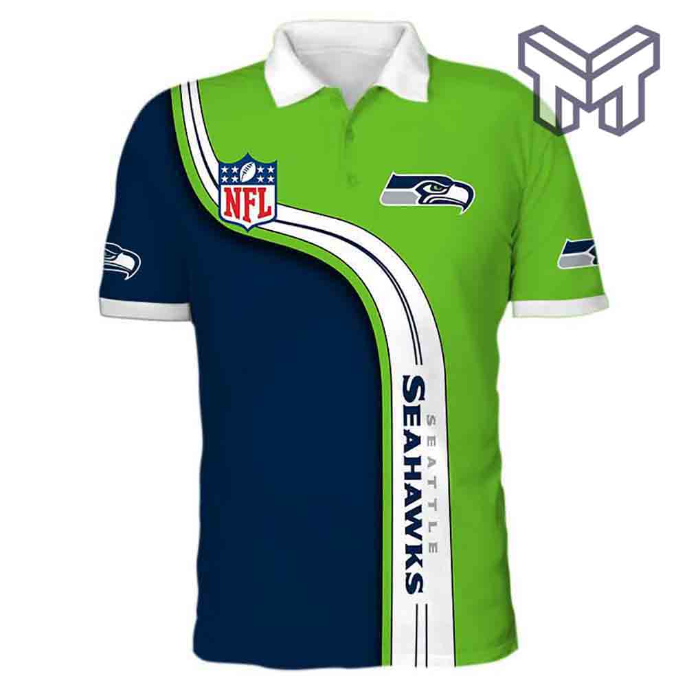 MenS Seattle Seahawks Polo Shirt 3D Limited Edition Premium Polo