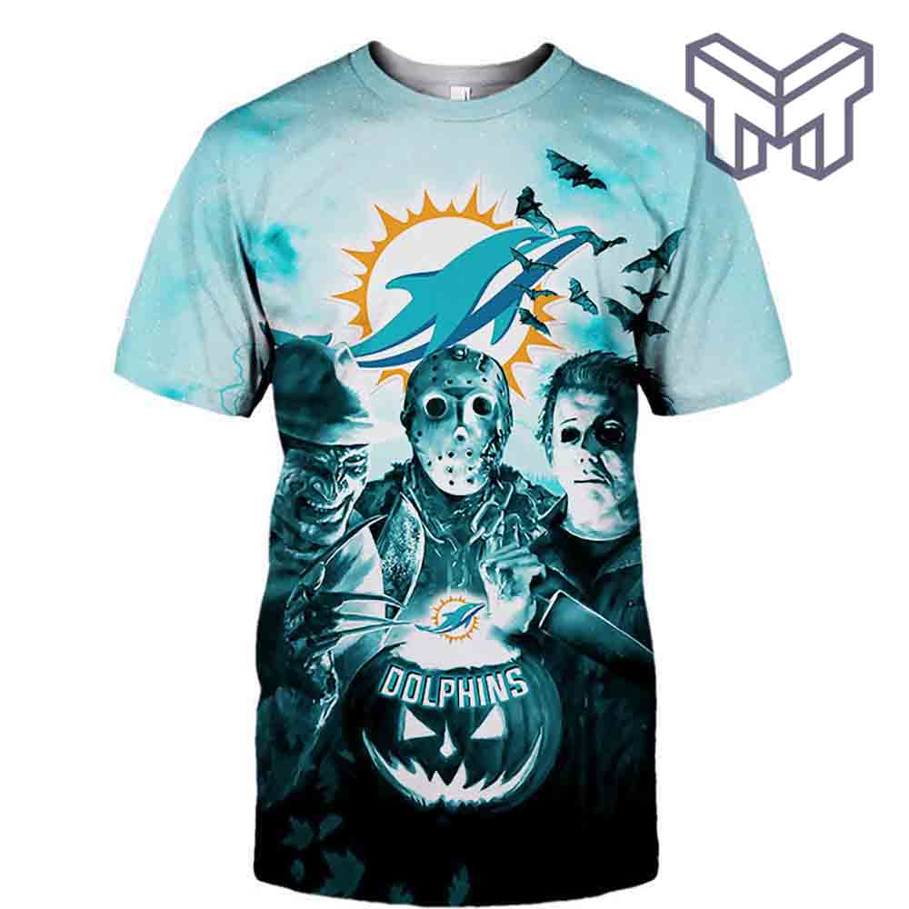 Miami Dolphins Halloween Horror Movie Pumpkin Shirt - High-Quality Printed  Brand