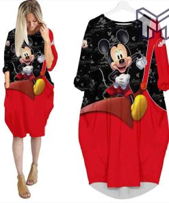 mickey-mouse-black-cute-batwing-pocket-dress-outfits-women-batwing-pocket-dress