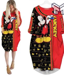 mickey-mouse-red-pattern-batwing-pocket-dress-outfits-women-batwing-pocket-dress