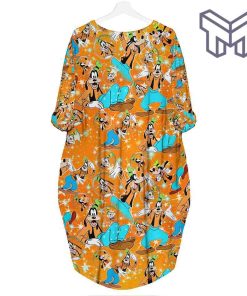 orange-goofy-dog-pattern-cute-batwing-pocket-dress-outfits-women-batwing-pocket-dress