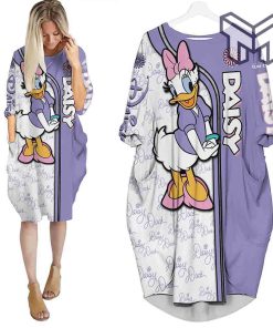 purple-daisy-duck-pattern-batwing-pocket-dress-outfits-women-batwing-pocket-dress
