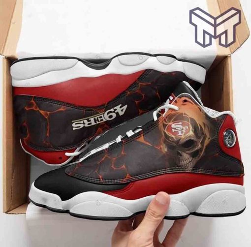 skull-san-francisco-49ers-air-jordan-13-nfl-fans-sport-white-black-j13-shoes