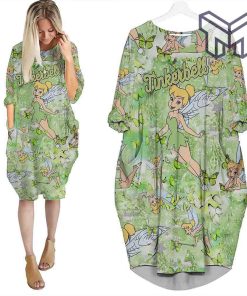 tinker-bell-butterfly-pixie-dust-green-cute-batwing-pocket-dress-outfits-women-hn-batwing-pocket-dress