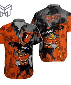 Personalized Baltimore Orioles Aloha Hawaiian Shirt Tiki Tropical Flower Shirt