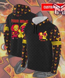 Pikachu and deadpool custom name 3D hoodie