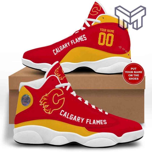 calgary-flames-nhl-retro-air-jordan13-custom-shoes