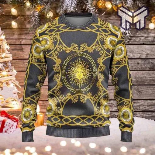 gianni-versace-golden-pattern-black-3d-ugly-sweater-luxury-brand-clothing-clothes-outfit