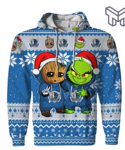 christmas-hoodies-dallas-mavericks-baby-groot-and-grinch-ugly-christmas-3d-hoodie