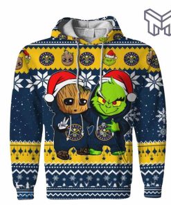 christmas-hoodies-denver-nuggets-baby-groot-and-grinch-ugly-christmas-3d-hoodie