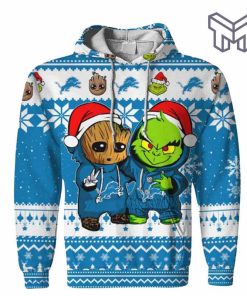 christmas-hoodies-detroit-lions-baby-groot-and-grinch-ugly-christmas-3d-hoodie