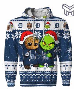 christmas-hoodies-detroit-tigers-baby-groot-and-grinch-ugly-christmas-3d-hoodie