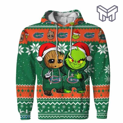 christmas-hoodies-florida-gators-baby-groot-and-grinch-ugly-christmas-3d-hoodie