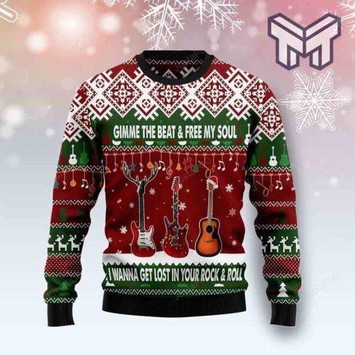 guitar-gime-the-beat-all-over-print-ugly-christmas-sweater