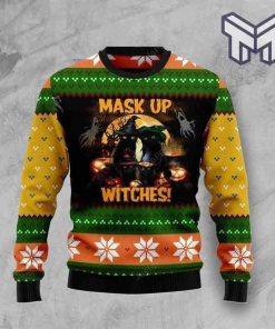 halloween-black-cat-mask-up-witches-all-over-print-ugly-christmas-sweater