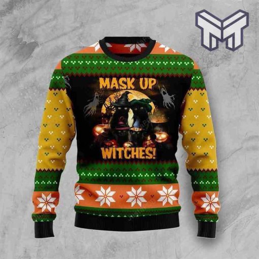 halloween-black-cat-mask-up-witches-all-over-print-ugly-christmas-sweater