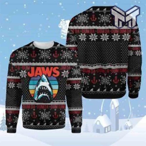 halloween-horror-shark-jaws-all-over-print-ugly-christmas-sweater