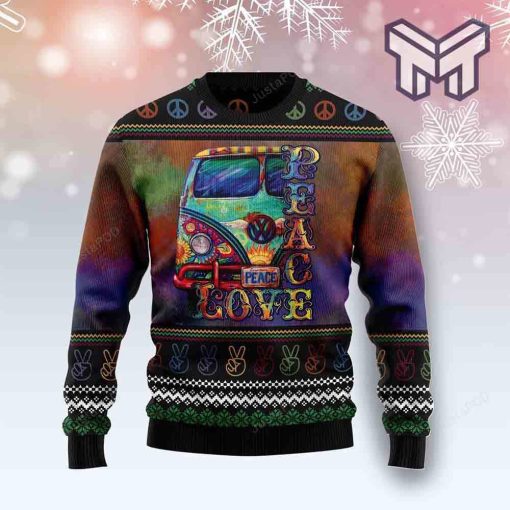 hippie-peace-love-vans-all-over-print-ugly-christmas-sweater