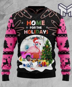 Home For The Holidays Flamingo All Over Print Ugly Christmas Sweater